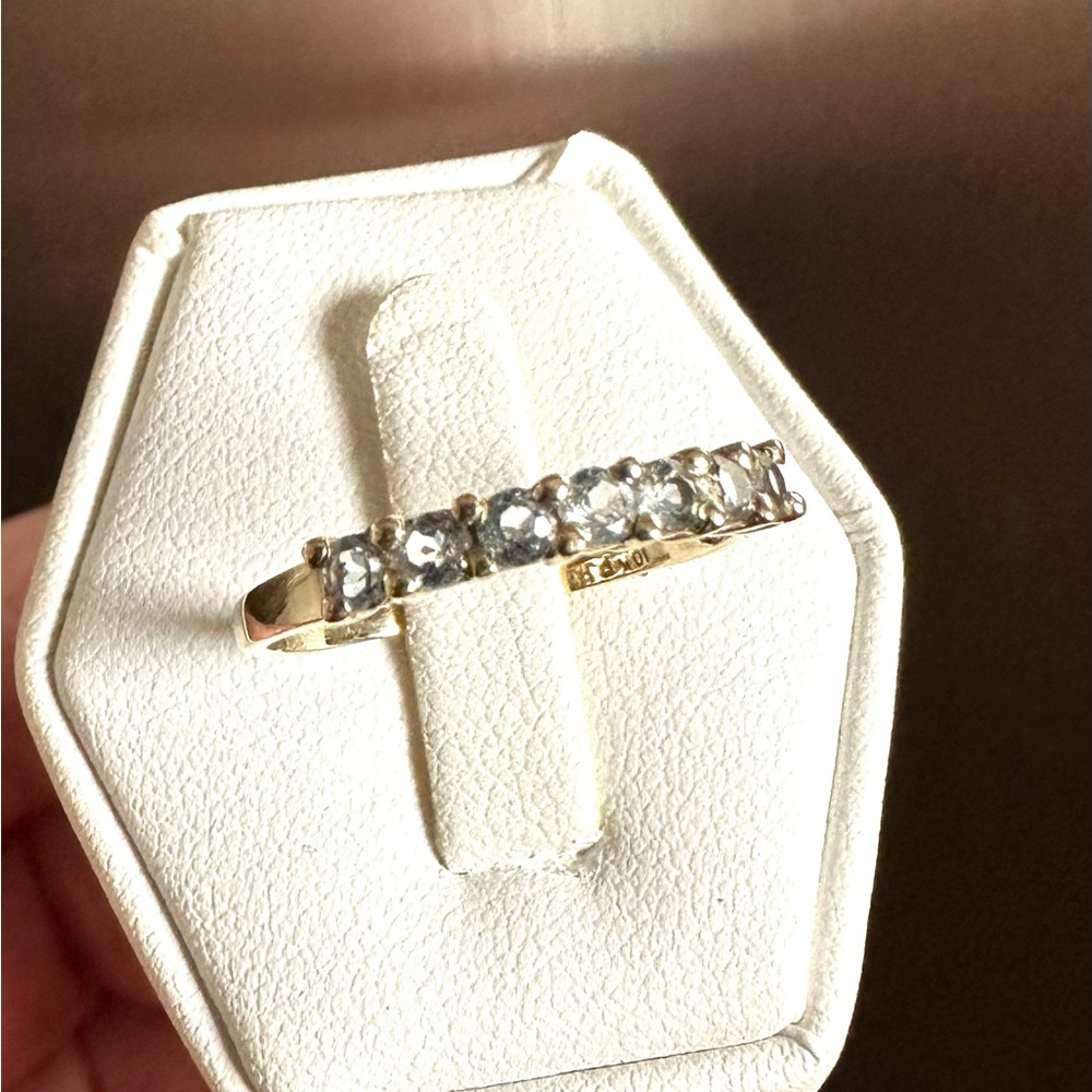 Beautiful Topaz 10k Gold Ring 1/2 eternity band  ~size 7.75 or 8